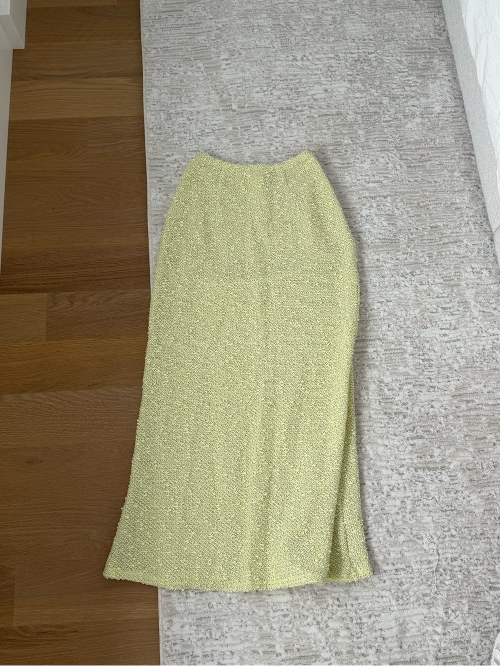 Light Yellow Bouclé Midi Skirt - Women's Skirt